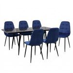 Set masa extensibila Lisabona Negru Marmorat cu 6 Scaune Gya Albastru1