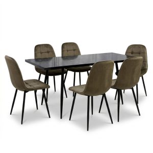 Set masa extensibila Lisabona Negru Marmorat cu 6 Scaune Gya Maro1