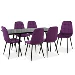 Set masa extensibila Lisabona Negru Marmorat cu 6 Scaune Gya Mov1
