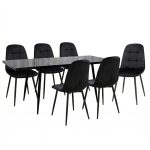 Set masa extensibila Lisabona Negru Marmorat cu 6 Scaune Gya Negru1