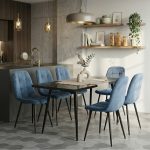 Set masa extensibila Lisabona Negru Marmorat cu 6 Scaune Gya Turcoaz