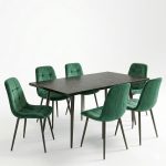 Set masa extensibila Lisabona Negru Marmorat cu 6 Scaune Gya Verde1