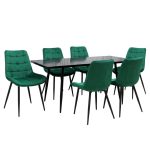 Set masa extensibila Lisabona Negru Marmorat cu 6 Scaune Onix Verde1