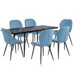 Set masa extensibila Lisabona Negru Marmorat cu 6 Scaune Opal Blue1