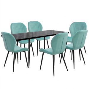 Set masa extensibila Lisabona Negru Marmorat cu 6 Scaune Opal Verde Fistic1