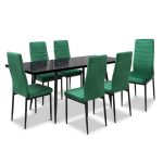 Set masa extensibila Lisabona Negru Marmorat cu 6 Scaune Oscar Verde1