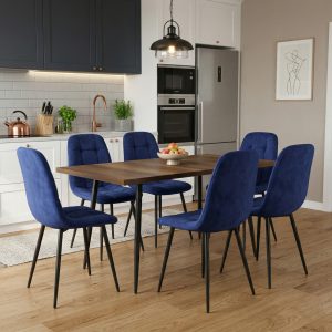 Set masa extensibila Lisabona Nuc cu 6 Scaune Gya Albastru