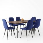 Set masa extensibila Lisabona Nuc cu 6 Scaune Gya Albastru1