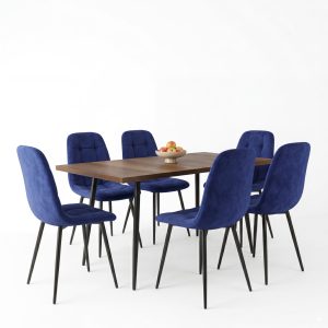 Set masa extensibila Lisabona Nuc cu 6 Scaune Gya Albastru1