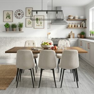 Set masa extensibila Lisabona Nuc cu 6 Scaune Gya Crem