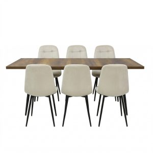 Set masa extensibila Lisabona Nuc cu 6 Scaune Gya Crem1