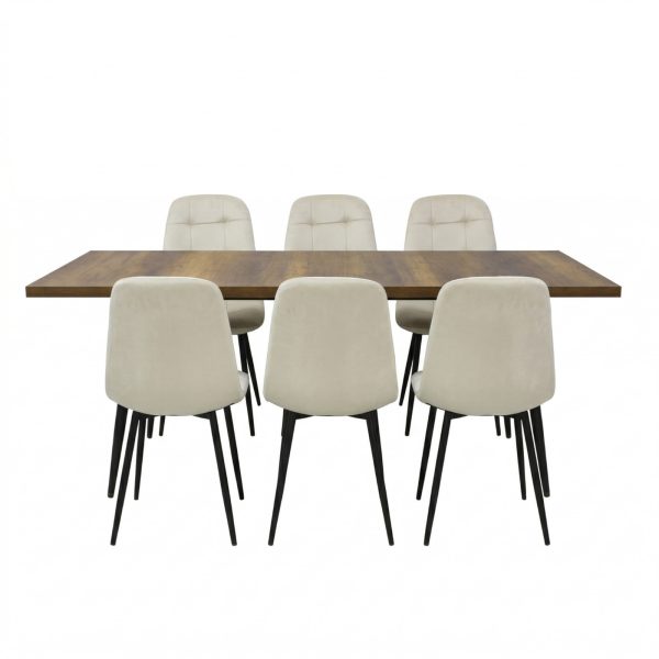 Set masa extensibila Lisabona Nuc cu 6 Scaune Gya Crem1