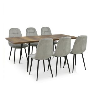 Set masa extensibila Lisabona Nuc cu 6 Scaune Gya Gri1