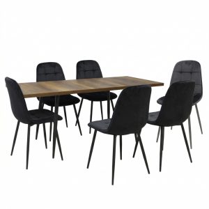 Set masa extensibila Lisabona Nuc cu 6 Scaune Gya Negru1