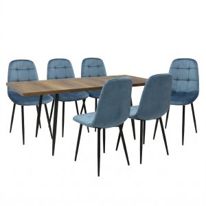 Set masa extensibila Lisabona Nuc cu 6 Scaune Gya Turcoaz1