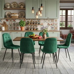 Set masa extensibila Lisabona Nuc cu 6 Scaune Gya Verde