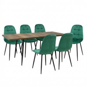 Set masa extensibila Lisabona Nuc cu 6 Scaune Gya Verde1