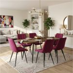 Set masa extensibila Lisabona Nuc cu 6 Scaune Onix Bordo