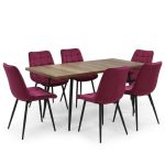 Set masa extensibila Lisabona Nuc cu 6 Scaune Onix Bordo1