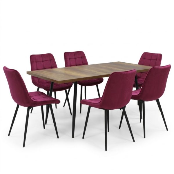Set masa extensibila Lisabona Nuc cu 6 Scaune Onix Bordo1