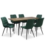Set masa extensibila Lisabona Nuc cu 6 Scaune Onix Verde inchis1