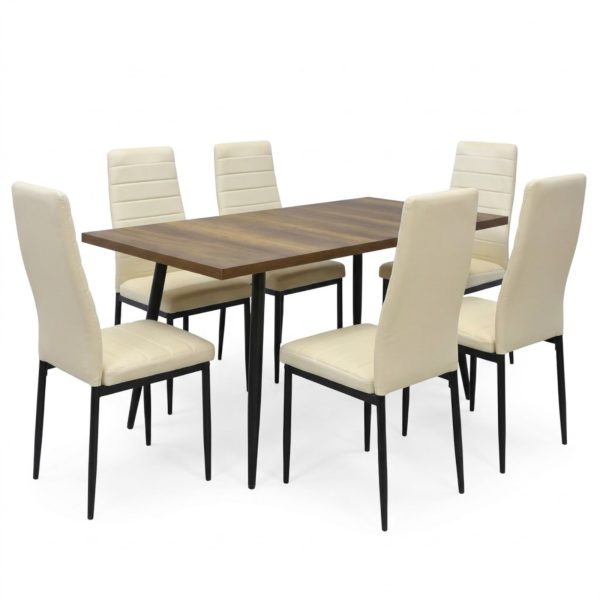 Set masa extensibila Lisabona Nuc cu 6 Scaune Oscar Crem1