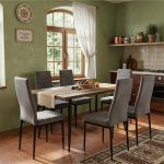 Set masa extensibila Lisabona Nuc cu 6 Scaune Oscar Gri