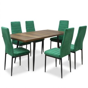 Set masa extensibila Lisabona Nuc cu 6 Scaune Oscar Verde1