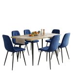 Set masa extensibila Lisabona Stejar cu 6 Scaune Gya Albastru1