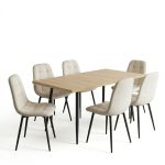 Set masa extensibila Lisabona Stejar cu 6 Scaune Gya Crem1