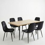 Set masa extensibila Lisabona Stejar cu 6 Scaune Gya Negru1