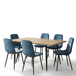 Set masa extensibila Lisabona Stejar cu 6 Scaune Gya Turcoaz1