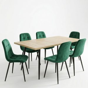 Set masa extensibila Lisabona Stejar cu 6 Scaune Gya Verde1