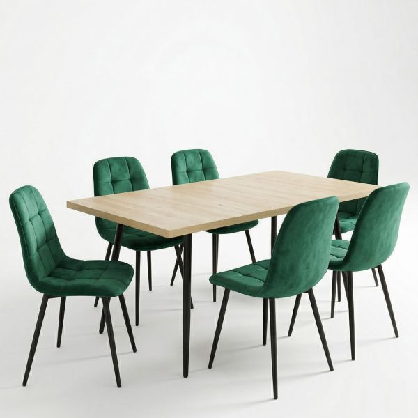 Set masa extensibila Lisabona Stejar cu 6 Scaune Gya Verde1