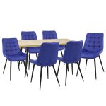 Set masa extensibila Lisabona Stejar cu 6 Scaune Onix Albastru1