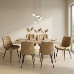 Set masa extensibila Lisabona Stejar cu 6 Scaune Onix Bej