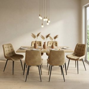 Set masa extensibila Lisabona Stejar cu 6 Scaune Onix Bej