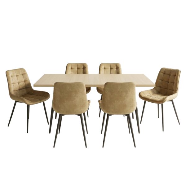 Set masa extensibila Lisabona Stejar cu 6 Scaune Onix Bej1