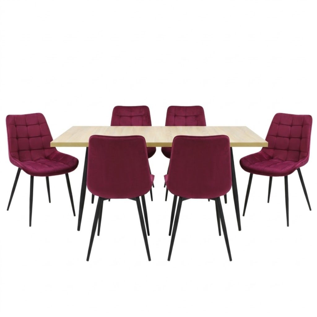 Set masa extensibila Lisabona Stejar cu 6 Scaune Onix Bordo1