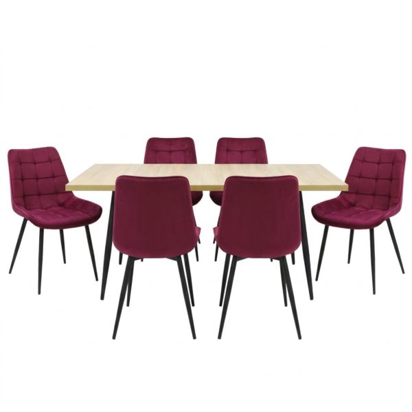 Set masa extensibila Lisabona Stejar cu 6 Scaune Onix Bordo1
