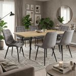 Set masa extensibila Lisabona Stejar cu 6 Scaune Onix Gri