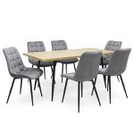 Set masa extensibila Lisabona Stejar cu 6 Scaune Onix Gri1