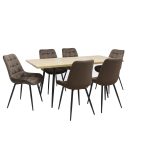 Set masa extensibila Lisabona Stejar cu 6 Scaune Onix Maro1