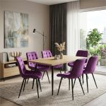 Set masa extensibila Lisabona Stejar cu 6 Scaune Onix Mov