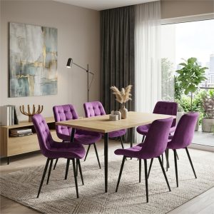 Set masa extensibila Lisabona Stejar cu 6 Scaune Onix Mov