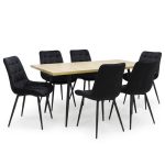 Set masa extensibila Lisabona Stejar cu 6 Scaune Onix Negru1