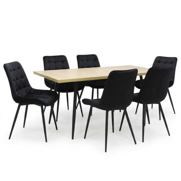 Set masa extensibila Lisabona Stejar cu 6 Scaune Onix Negru1
