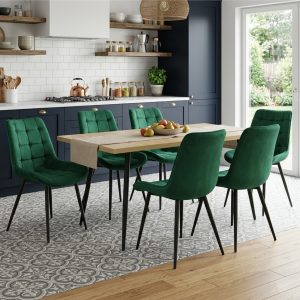 Set masa extensibila Lisabona Stejar cu 6 Scaune Onix Verde