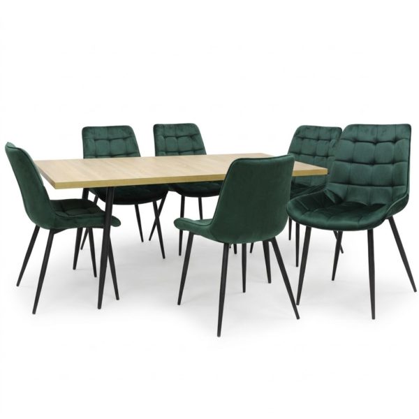 Set masa extensibila Lisabona Stejar cu 6 Scaune Onix Verde inchis1