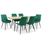 Set masa extensibila Lisabona Stejar cu 6 Scaune Onix Verde1